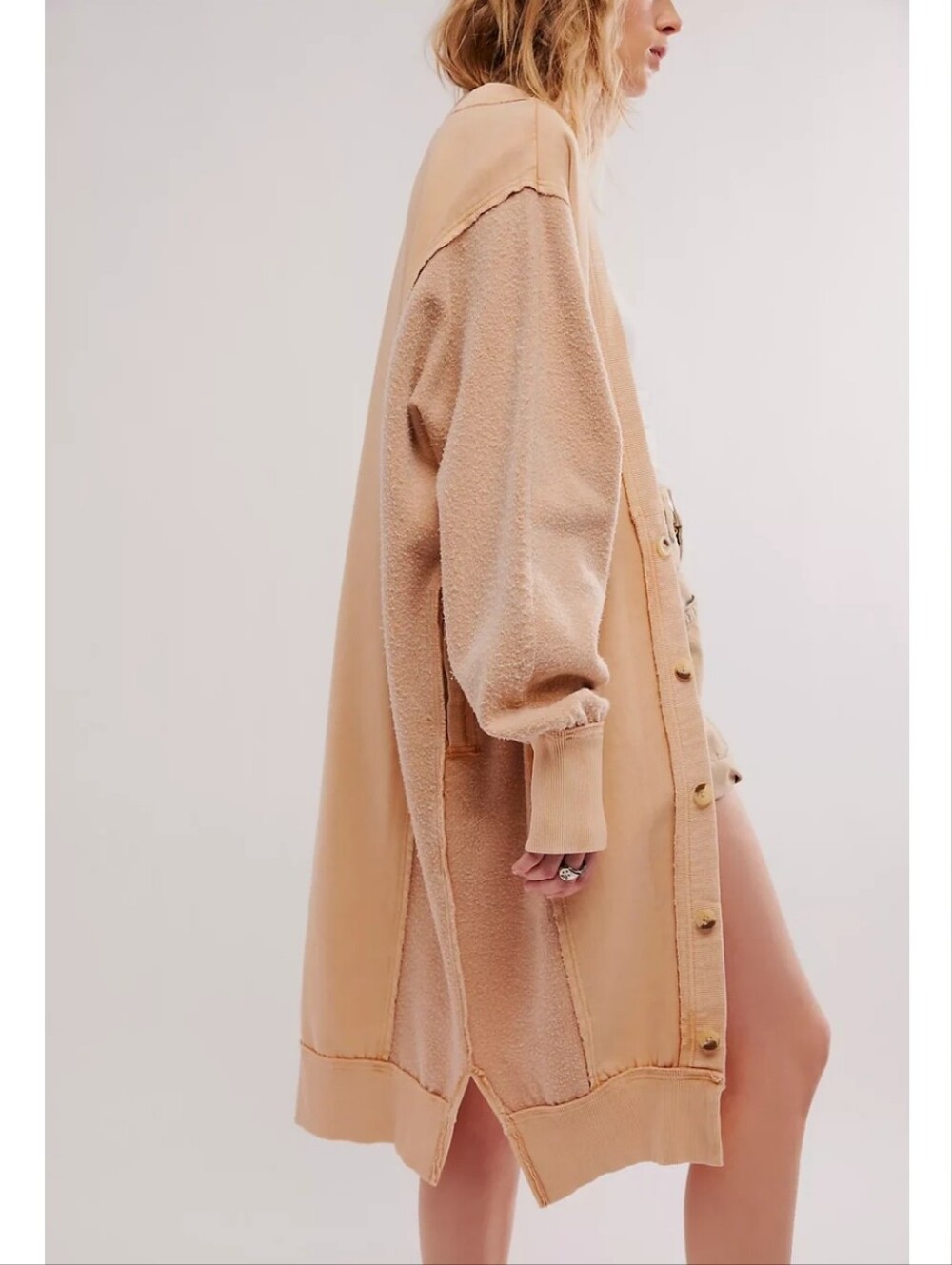 We The Free × Free People Dreamy Blue Cardi Size XS Sand Oversized Button-Front